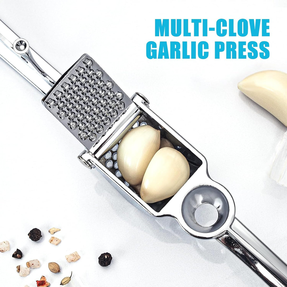 Garlic Press, Rust Resistant Garlic Crusher and Mincer, Solid Metal