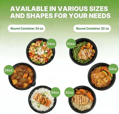50 Pack (100-Piece) Meal Prep Containers with Lids, Reusable 2-Compartment Food Storage, Sturdy Leakproof, Food Safe, Microwave Freezer Dishwasher Safe, To-Go Takeout Plastic Containers – 60828