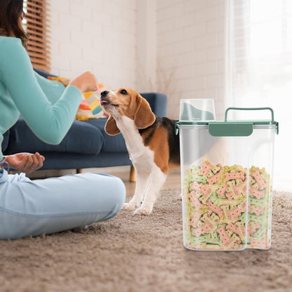 LEAWALK 5-7Lbs Dog Cat Food Storage Container with Upgraded Large Nozzle BPA-free, 4 Snap Seals Plastic Pet Food Storage Containers with Handles are Easy to Clean and Carry