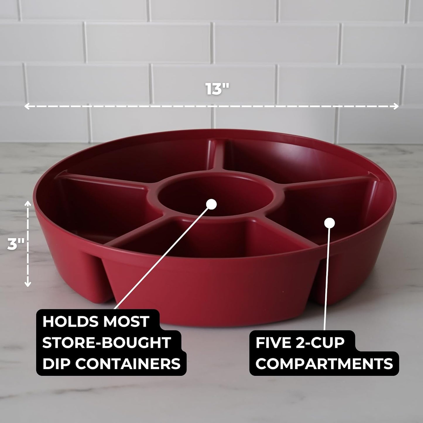Heavy-Duty Divided Serving Tray with Leakproof Lid-6 Divided Compartments to Serve & Store Food, Snacks, Fruit Tray, Veggie Platter - 100% Made In USA by TEGRIWARE (Arctic Blueberry)