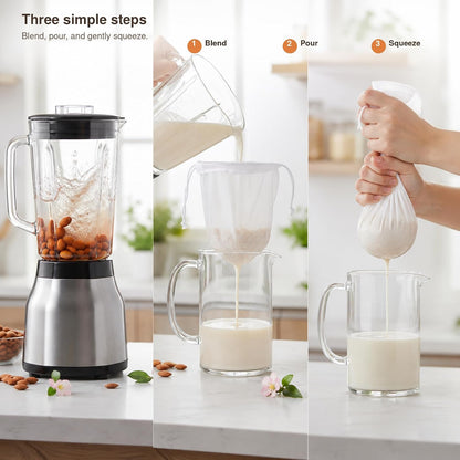 Kimmama Nut Milk Bag, Cheese Cloth Bag for Straining, Nylon, 7.9x11.8",4Pcs