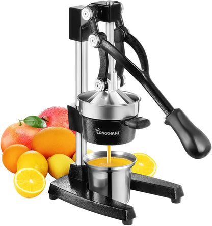 TONGCHANT Cast Iron Manual Juicer for Orange Lemon Citrus Fruit & Lime
