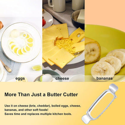 Butter Slicer Cutter & Cheese Cutter–Multi-Use Kitchen Tool for Evenly Slicing Butter Blocks, Cheeses, Eggs & Soft Fruits–Non-Stick，Compact & Portable for Home, BBQ, Camping（)