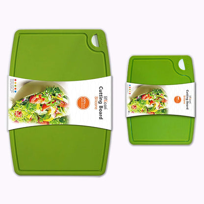 Liflicon Thick Cutting Boards for Kitchen Silicone Chopping Board Set of 2 Mid 12.6'' x 9.1”,Mini 9.1”x7.1” Non-slip Deep Drip Juice Groove Easy Grip Handle,Dishwasher Safe-Red