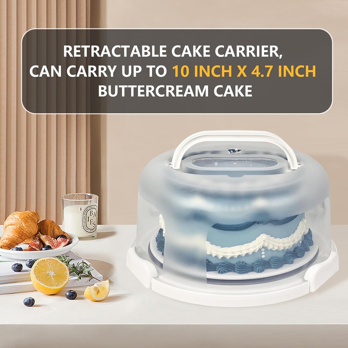 TMRIOPELP Tall Cake Carrier with Lid and Handle Insulated Cake Container Cake Transport Carrier Ideal for Pies Cupcakes and Pastries Perfect for Safe and Secure Cake Delivery (Red, 10 inch)