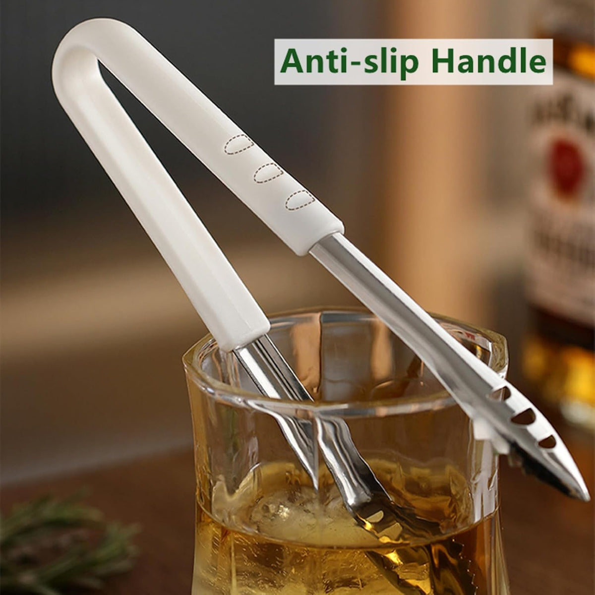 Stainless Steel Ice Tongs - Ideal for Ice Bucket, Jumbo Ice Balls & King Cubes - Small Tongs for Sugar Cubes, Cheese, Candy - Perfect for Bar & Kitchen Use