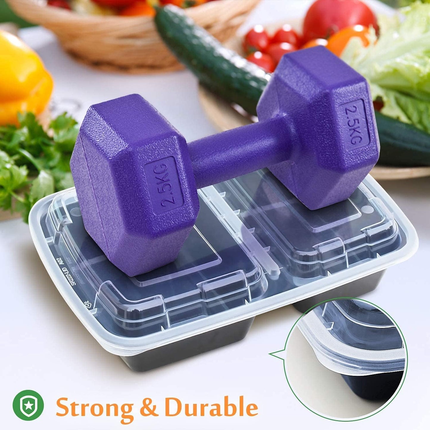Enther Meal Prep Containers Single Lids Food Storage Bento BPA Free | Stackable | Reusable Lunch Boxes, Microwave/Dishwasher/Freezer Safe Portion Control (28 oz), 12 Pack 1 Compartment