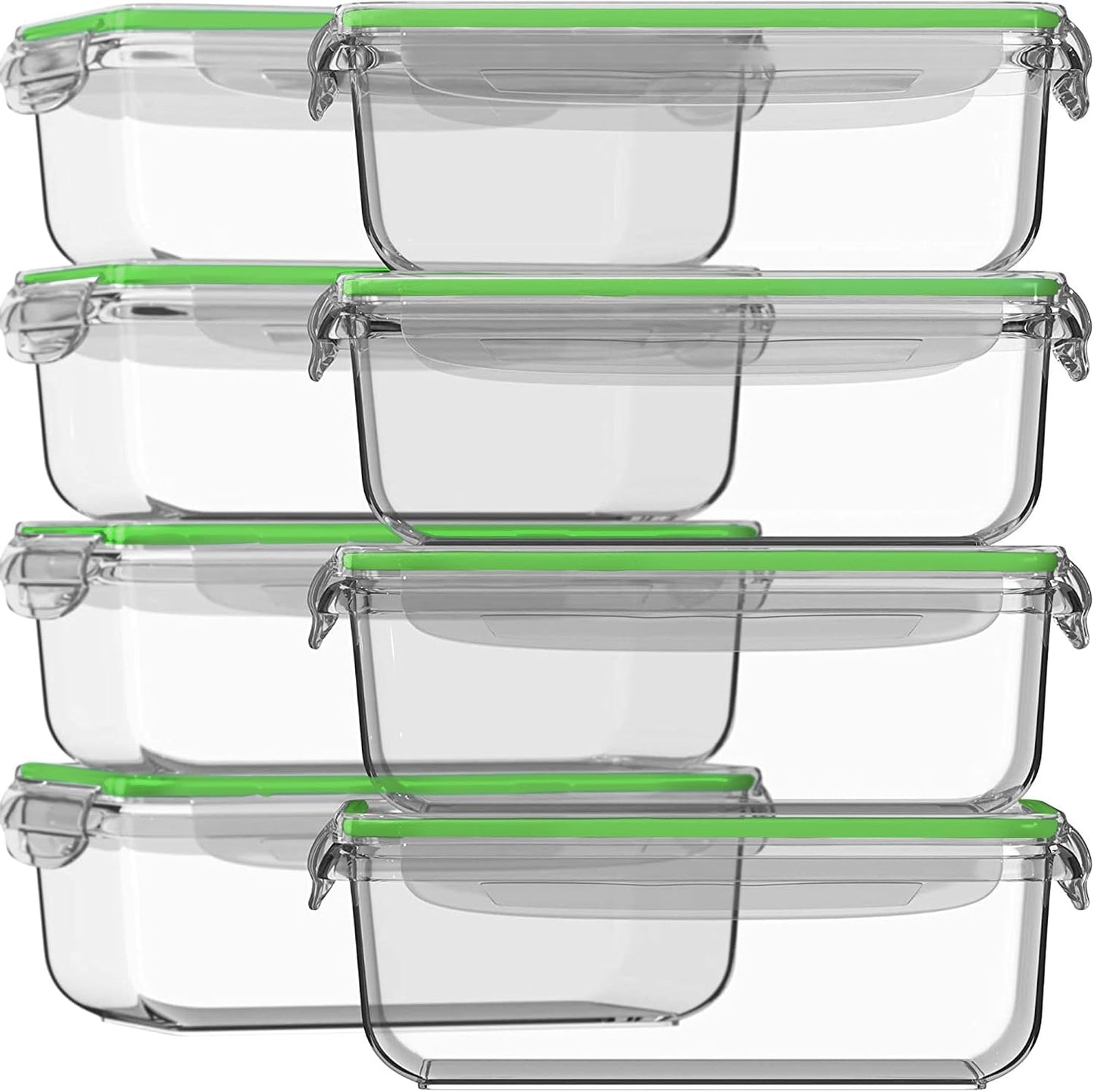 Razab 16 Pc (Set of 8) 30 Oz Glass Meal Prep Containers with Lids, Airtight Large Glass Food Storage Containers, Reusable Leak Proof BPA Free, Freezer to Oven and Dishwasher Safe
