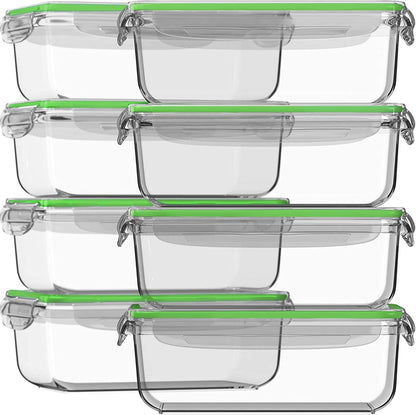 Razab 16 Pc (Set of 8) 30 Oz Glass Meal Prep Containers with Lids, Airtight Large Glass Food Storage Containers, Reusable Leak Proof BPA Free, Freezer to Oven and Dishwasher Safe