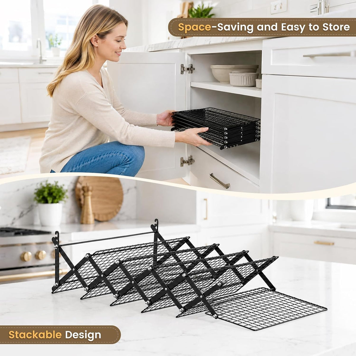 6 Tier Collapsible Cooling Rack for Baking Cookies Bread Barbecue