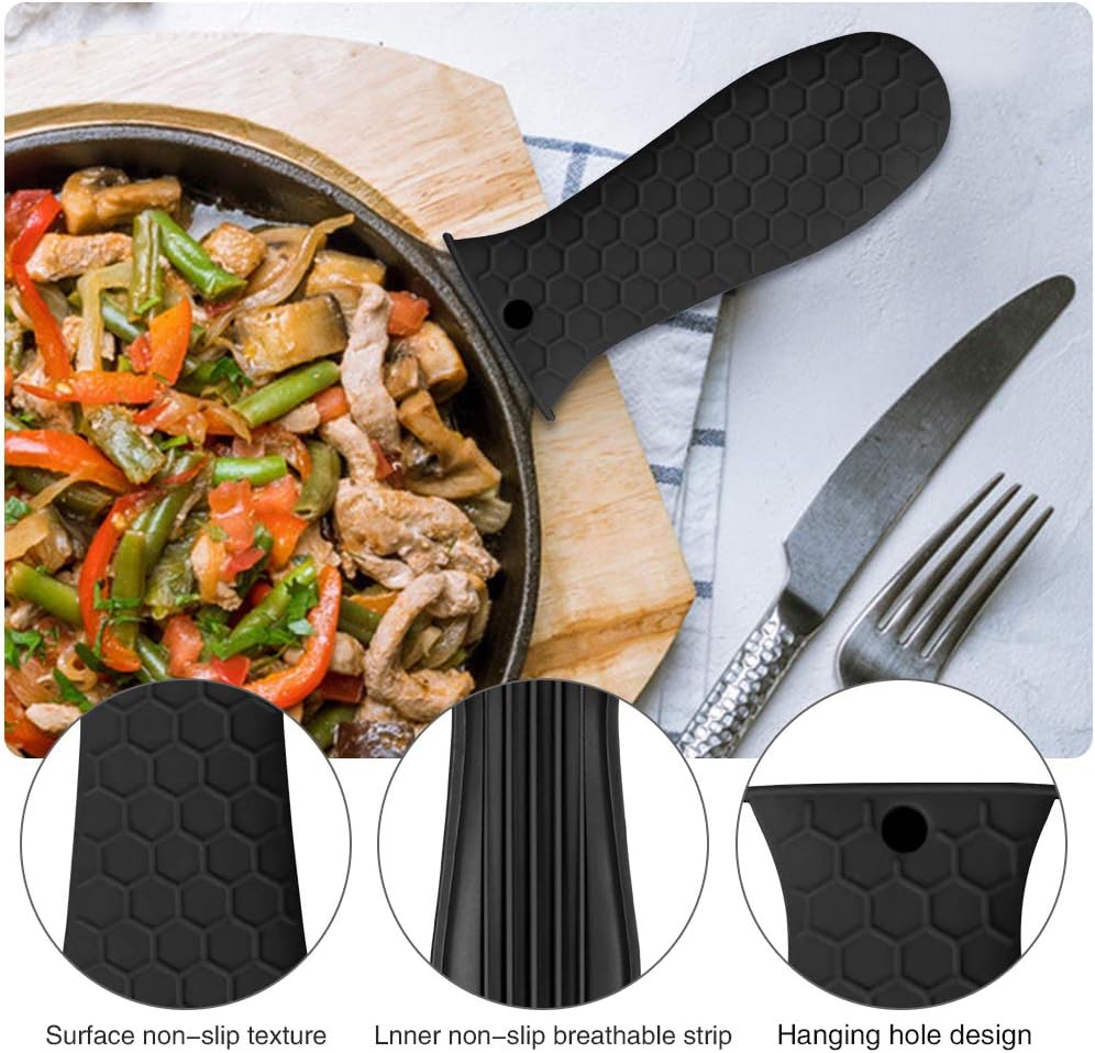 8 Pack Cast Iron Handle Cover, Silicone Hot Handle Holder, Assist Handle Holder, Non-Slip Pot Holder Sleeve, Pot Handle Covers Heat Resistant Potholder Cookware Silicone Cast Iron Handle Cover