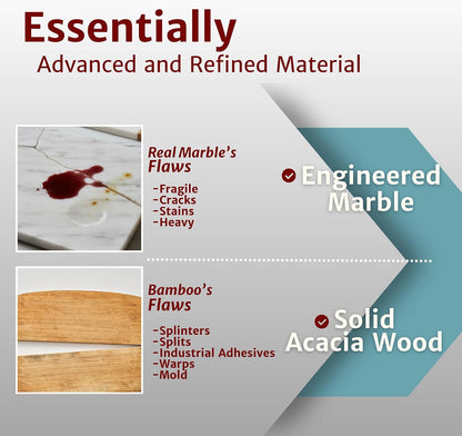 Charcuterie Board Set with Accessories- Marble & Acacia Wood Board