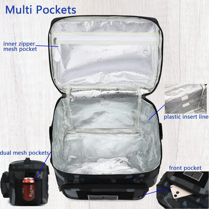 FlowFly Lunch Bag, Insulated Cooler, Thermal Lunch Box Tote with MOLLE/PALS Webbing, Adjustable Padded Shoulder Strap, for Tactical Men Women Adults and Boys Girls Kids (Cyan, Medium)