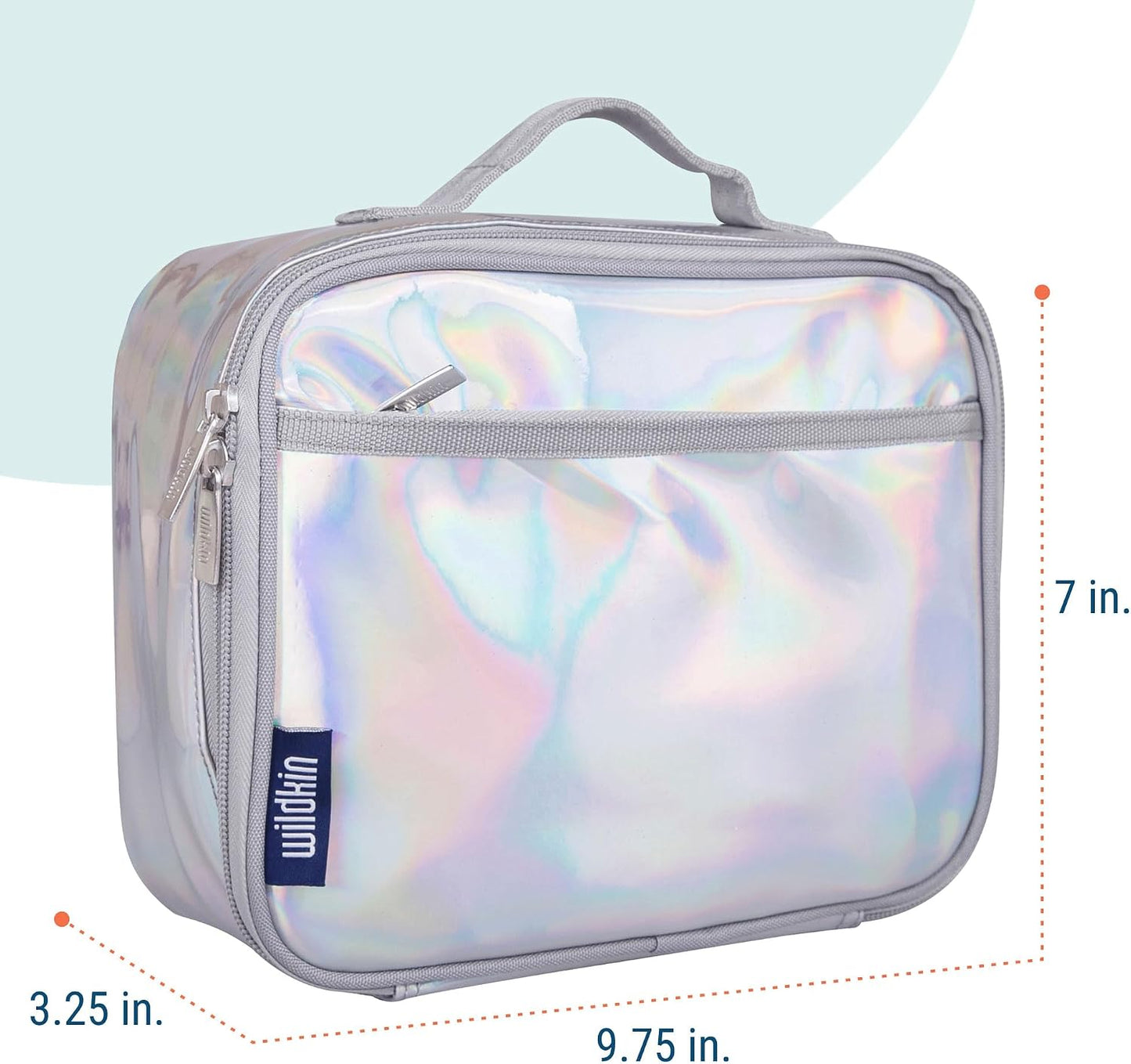Wildkin Kids Insulated Lunch Box, Keeps Food Hot or Cold, BPA-Free with Mesh Pockets & Easy-Clean Lining – Ideal for School, Travel & Daycare – Holographic