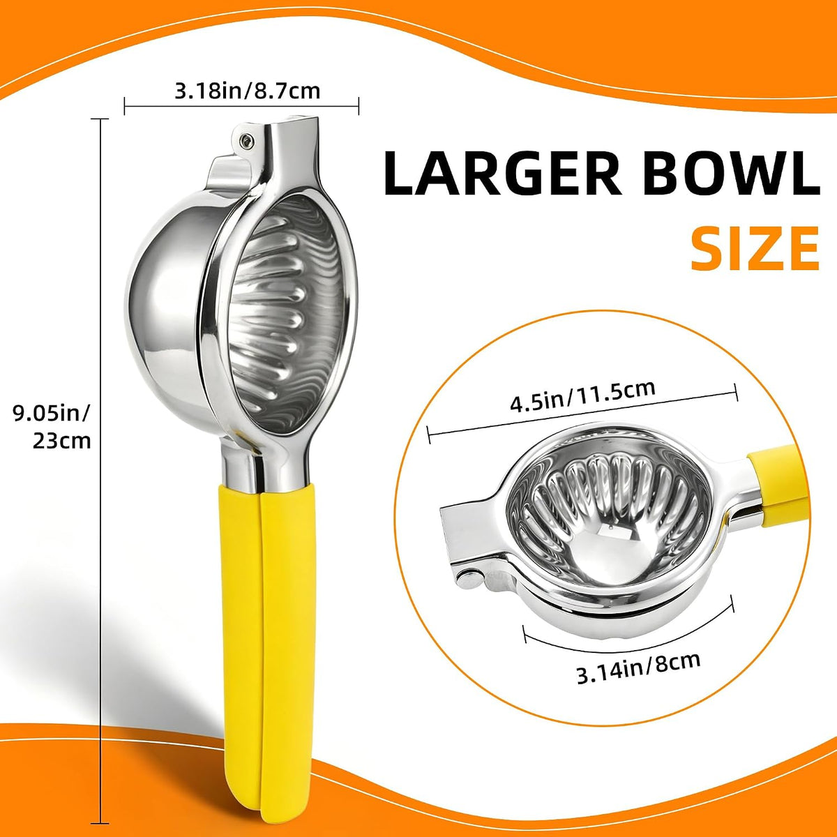 Stainless Steel Large Lemon Squeezer, Hand Juicer for Lime & Lemon