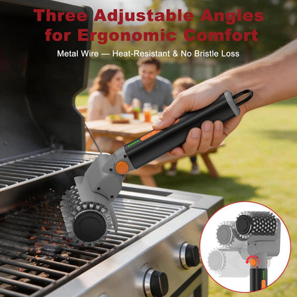 Electric Grill Brush, Cordless BBQ Grill Cleaner Tool With 3-Speed for Burnt Grease, Anti-Shedding Safe Wire, 150+ Min Runtime & Waterproof, Effortless Grill Brush for Backyard Barbecue Outdoor Grills