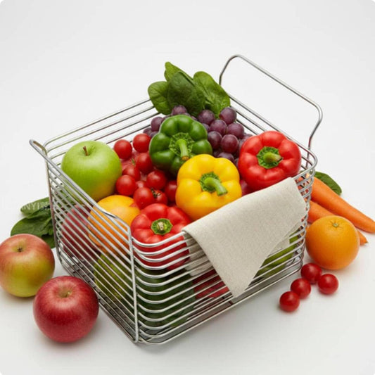 Metal Wire Organizer Bin with Handles Multipurpose Stainless Steel Storage Basket Rust-Resistant Stackable Pantry Basket for Cabinet, Square Tall