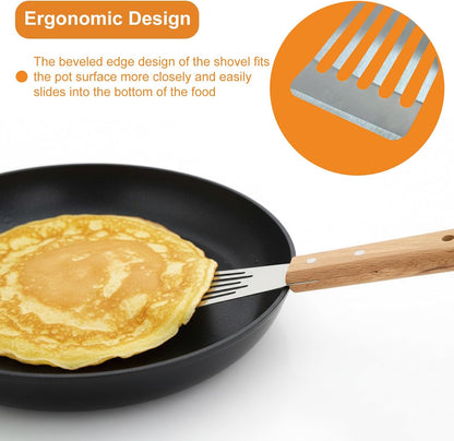 Fish Spatula Stainless Steel - Professional Slotted spatula with Premium Wood Handle Delicate Fish Turner for Burgers & Pancakes | Chef's Choice for Grilling & Cooking (1)