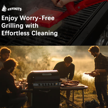 BBQ Grill Cleaner Brush, EEFINITE Steam Grill Brush for Outdoor Grilling with Replacement Scrub Sponge + Superior Scraper, Safe No Wire Bristle Barbecue Scrubber Brush for Grills Cleaning Tool
