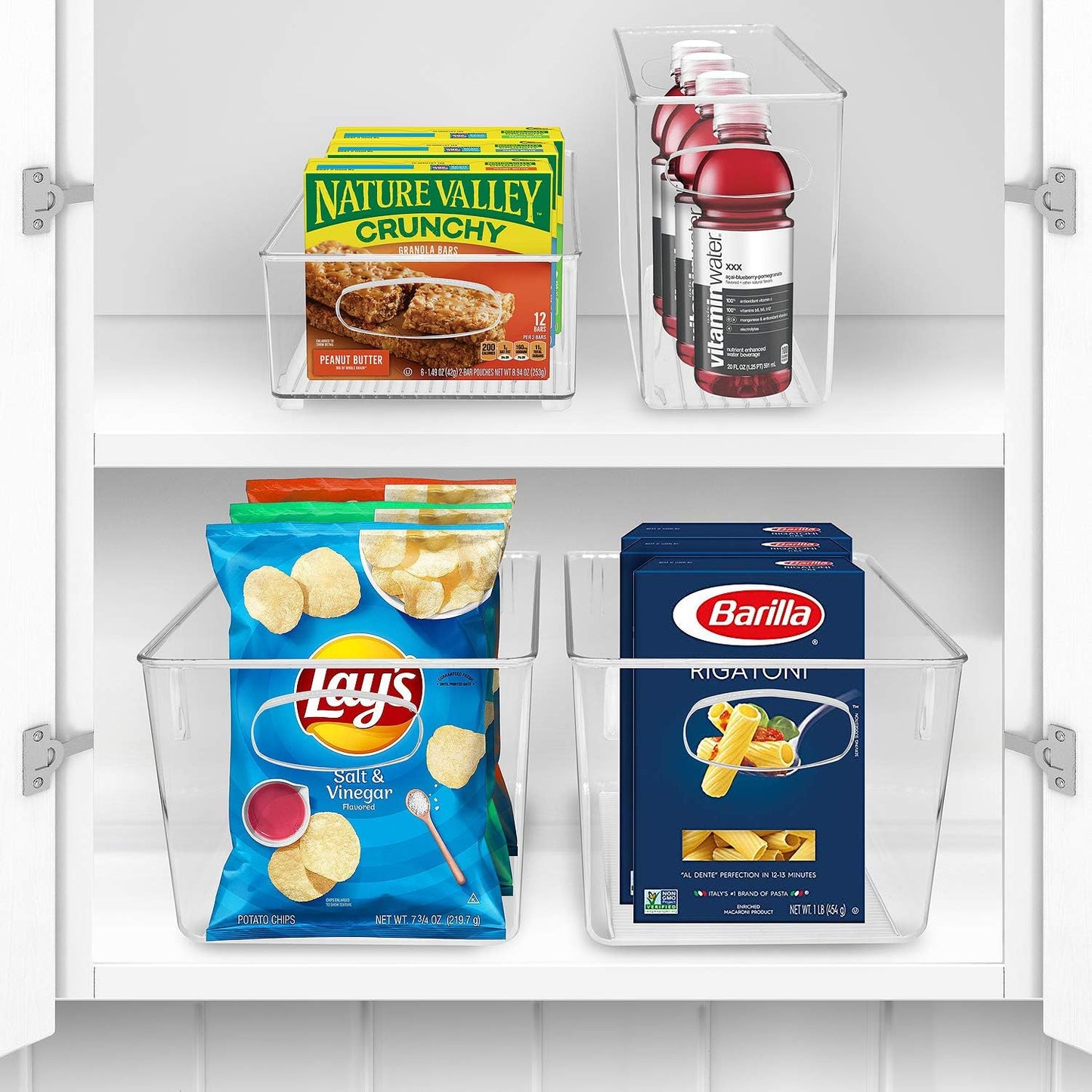 Sorbus Plastic Storage Bins Stackable Clear Pantry Organizer Box Bin for Organizing Kitchen Fridge, Food, Snack Pantry, Fruit, Vegetables, Bathroom, Wide & Narrow Deep Container Set