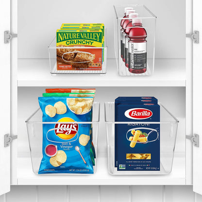Sorbus Plastic Storage Bins Stackable Clear Pantry Organizer Box Bin for Organizing Kitchen Fridge, Food, Snack Pantry, Fruit, Vegetables, Bathroom, Wide & Narrow Deep Container Set