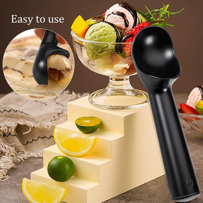 Pimoys Ice Cream Scoop, 7 Inch Aluminum, Nonstick, Bright Silver