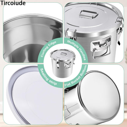 25lb Stainless Steel Containers with Lids, 12L/3.1gal 304 Stainless Steel Storage Containers, Metal Bird Seed Storage Container for Rice Flour Sugar Grain Coffee Bean Kitchen Jar