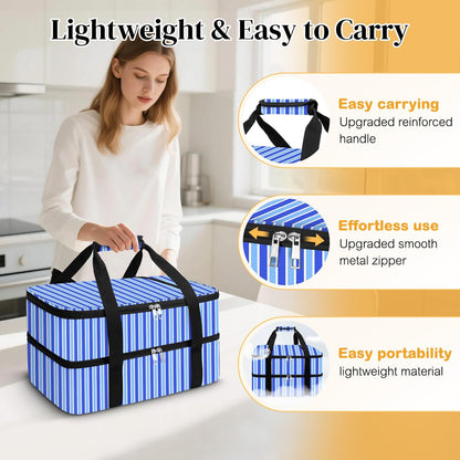 Coobiiya Insulated Casserole Carrier,Lasagna Lugger Tote Keeps Food Hot or Cold,Thermal Lunch Bag Warmer & Cooler Carrier Bag,Portable Tote Bag Fits 9" x 13" Baking Dish for Picnic and Cookout