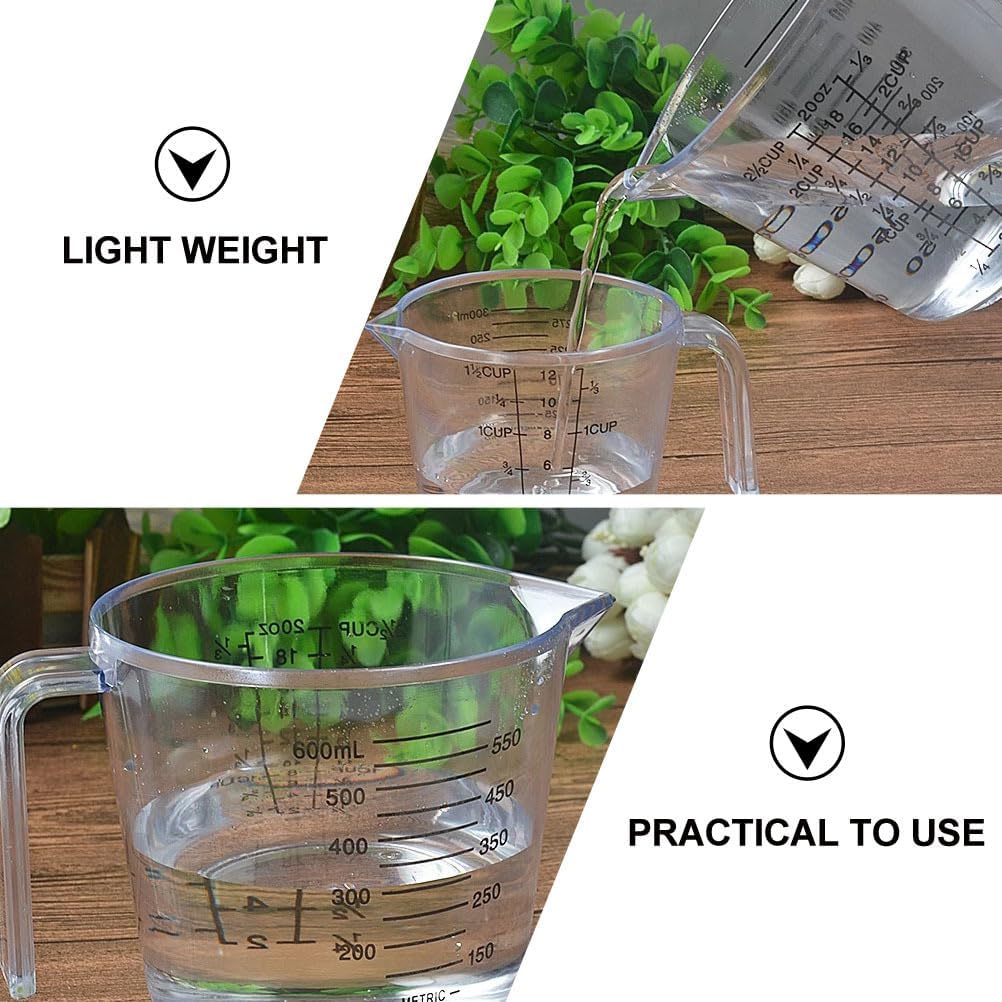HEMOTON 3 Piece Plastic Measuring Cup Set, Clear, Strong Food Grade, Liquid Heavy Glass Wine Glass for Kitchen Cooking Baking (Transparent, 5oz/10oz/20oz)