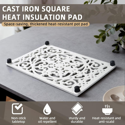 Notakia 9.6 x 6.3 Inch Cast Iron Trivet Set, Large Metal Trivets for Hot Dishes Pots Pans Decorative Kitchen Trivets, Heat-Resistant Trivet Mats for Quartz Countertops, Green Kitchen Accessories