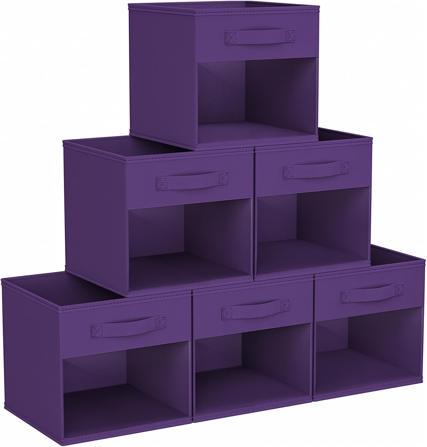 DIMJ Storage Cubes, 11x 11 inch Cube Storage Bin, 6 Pack Closet organizers and storage Bins with Window, Collapsible Baskets with Handle for Shelves, Clothes, Toys, Books (Grey)