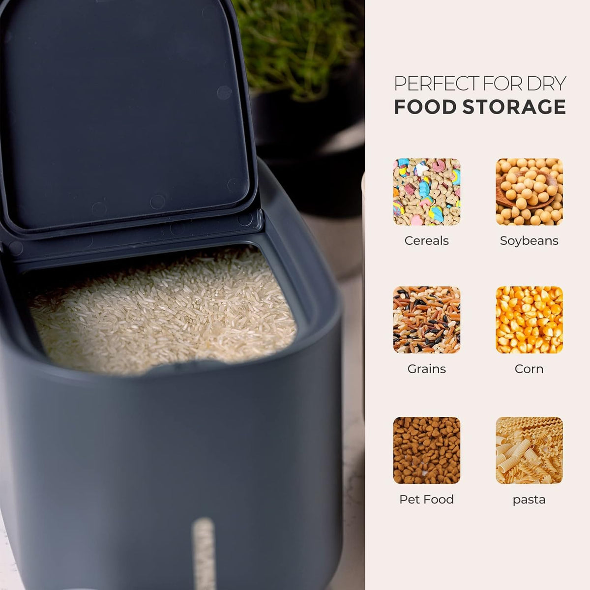 Zuutii Rice Storage Container,Food Container, Dry Food Storage,7.2lbs Pet Food Dispenser, 6.9Qt/11lbs Large Storage Bin with Lid,Silicone Ring & Moisture Proof,for Grain Cereal Soybean Corn,Begie