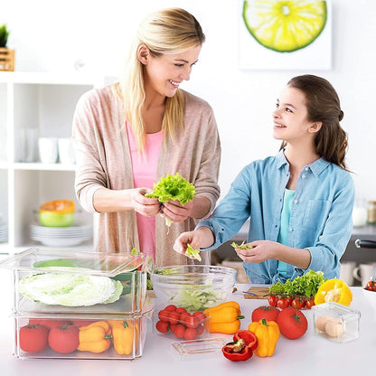 Set Of 7 Stackable Refrigerator Organizer with Lids, Fridge Organization and Storage Clear Containers, BPA-Free Plastic Pantry Bins for Fruits, Vegetable, Food, Drinks