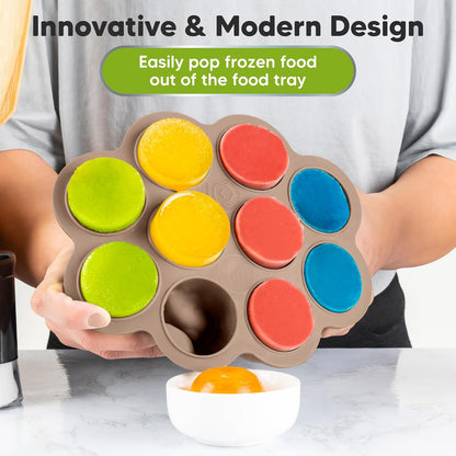 KeaBabies Silicone Food Freezer Trays with Lid, 2oz x 10 Pods Baby Food Storage Containers, Easy Puree Meal Prep, Breast Milk Silicone Freezer Molds, Dishwasher, Microwave Safe, BPA-Free (Slate)