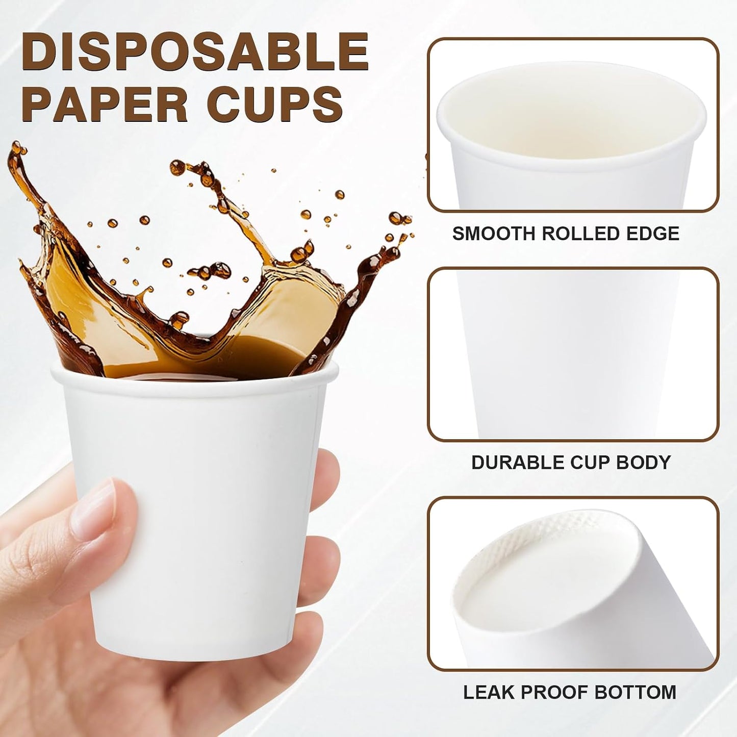 Lamosi 100 Pack 5 oz Paper Cups, Disposable Small Bathroom Cups 5oz, Mini Espresso Cups for Mouthwash, Travel, Party, Picnics, Home