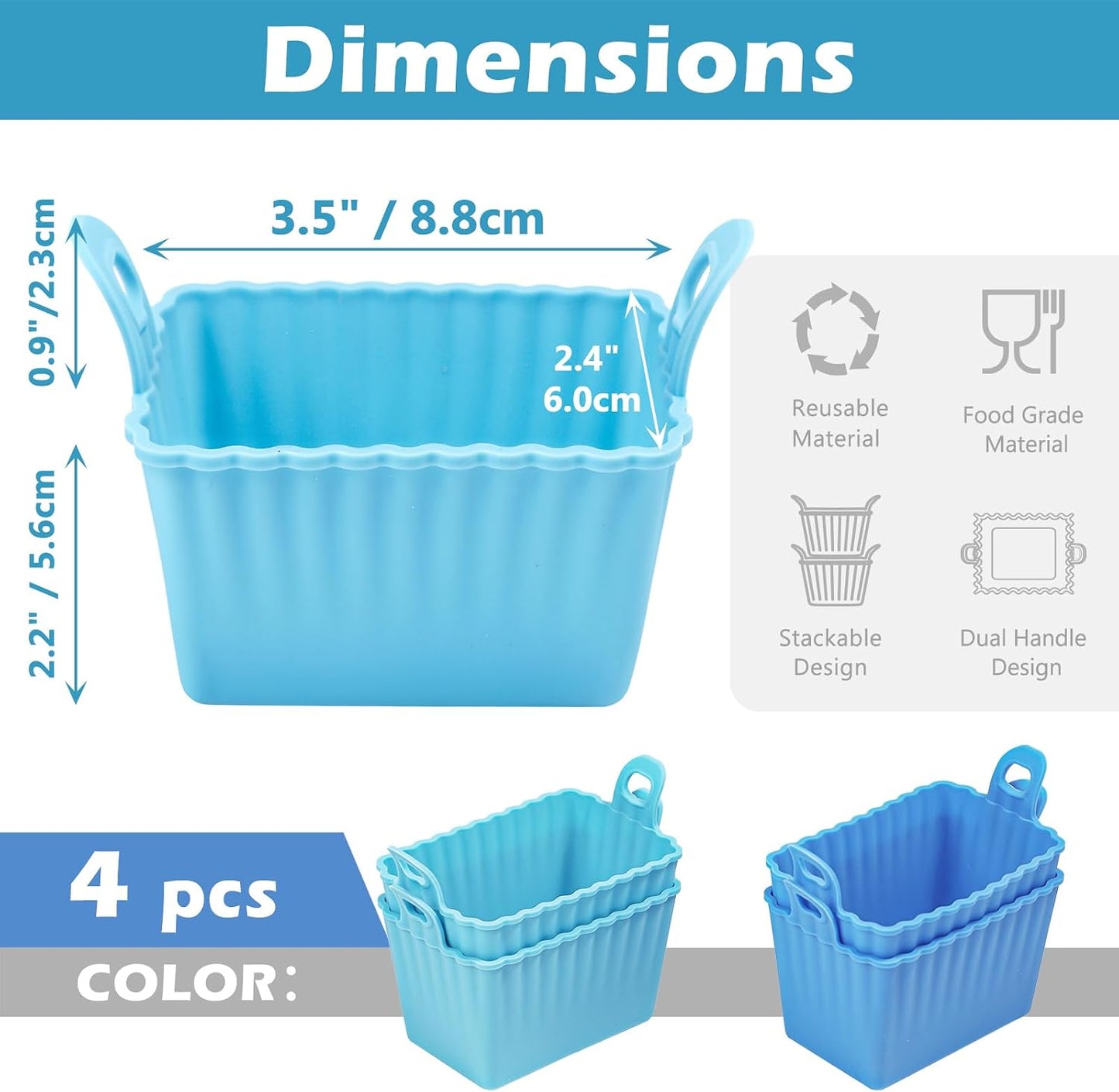 Koluti Nonstick Silicone Muffin Baking Cups Pack of 12, Reusable Cupcake Molds with Double Handle, BPA Free, Mini Round Air Fryer Cupcakes Liner, 3 Colors