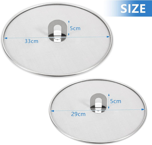Splatter Screen for Kitchen, Stainless Steel Fine Mesh Splatter Screen for Frying Pan, 10, 13 Inch Grease Splatter Guard with Fold Flat Knob