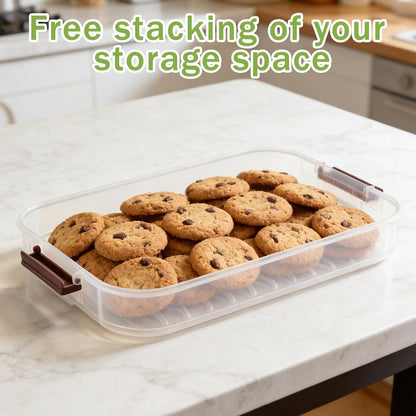 4-Tier Cookie Container with Airtight Lid and Handle Stackable Food Storage Container Dumpling Storage Box Portable Cookie Carrier for Cupcakes Desserts Wonton and Snacks