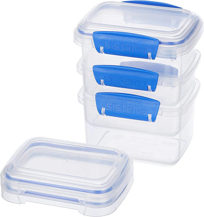 Sistema 6-Piece Food Storage Containers with Salad Dressing and Condiment Containers and Lids for Meal Prep, Dishwasher Safe, Clear/Green