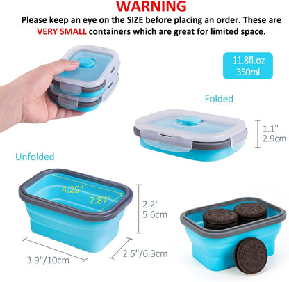 Collapsible Food Storage Containers with Lids, 4 Pack, 40 oz Silicone 1-Compartment Meal Prep Containers Reusable, Lunch Bento Boxes for Adults, Microwave Freezer Dishwasher Safe, BPA-Free, Black
