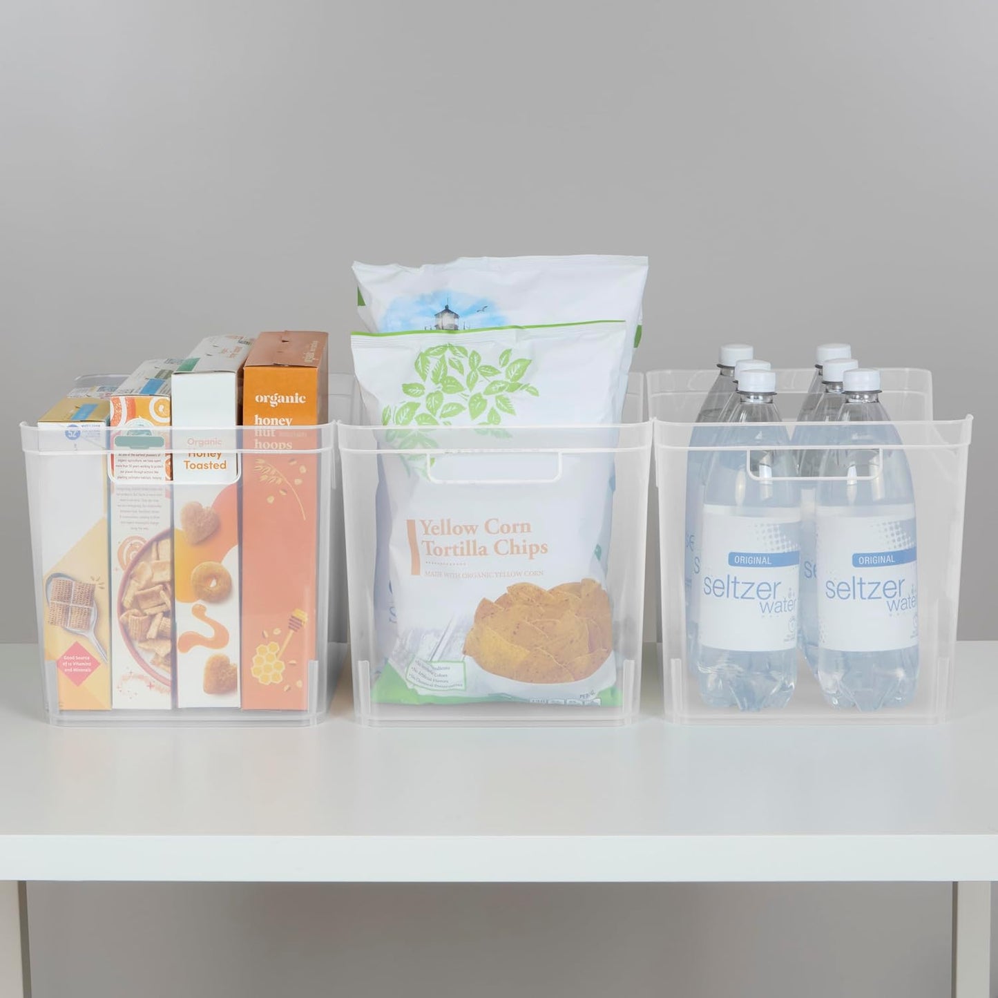 Sterilite Narrow Shelf Bin with Handles, Plastic Storage Container for Organizing Shelving, Closet, Pantry, and Countertops, Clear, 6-Pack