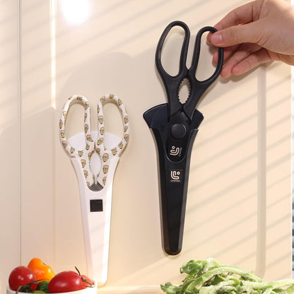 Linoroso Kitchen Scissors All Purpose with Magnetic Holder for Refrigerators, Dishwasher Safe Kitchen Shears Come Apart, Heavy Duty Scissors for Food, Meat, Vegetable, Herb, BBQ, Black