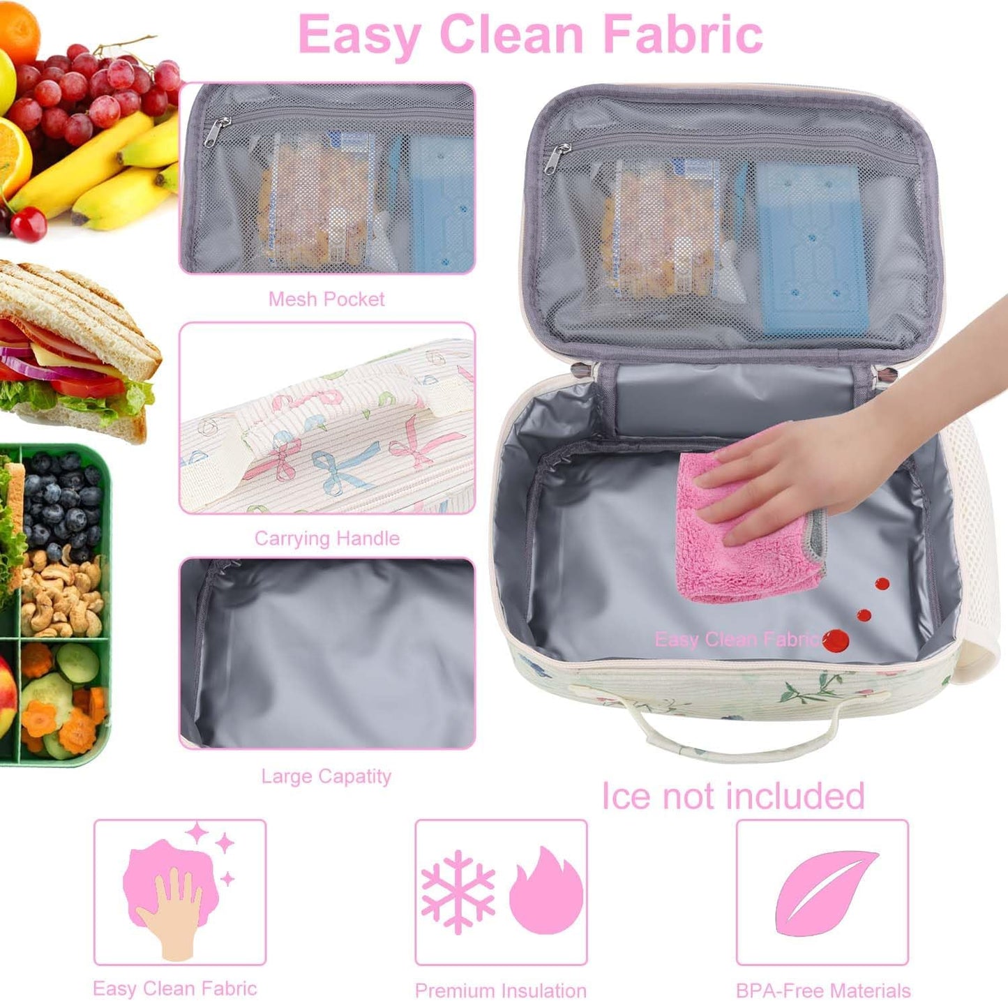 RHCPFOVR Kids Lunch Bag - Insulated Lunch Box for Boys Girls,Washable Lunch Bag and Reusable Toddler Leak-proof Lunchbox for School and Daycare - Colors B