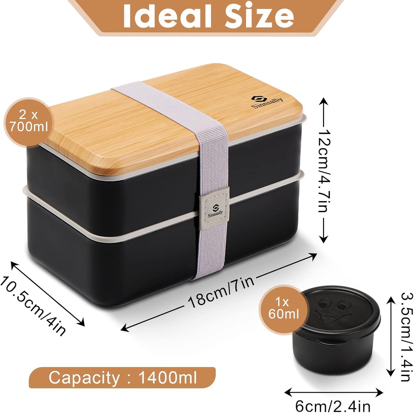 Sinnsally Bento Box for Kids and Adults, Stackable Japanese Bento Lunch Box Containers for Teens/Women with Compartments(47oz),Modern Lunch Containers with Utensil Set,Leak-Proof Lunchbox,Rectangle