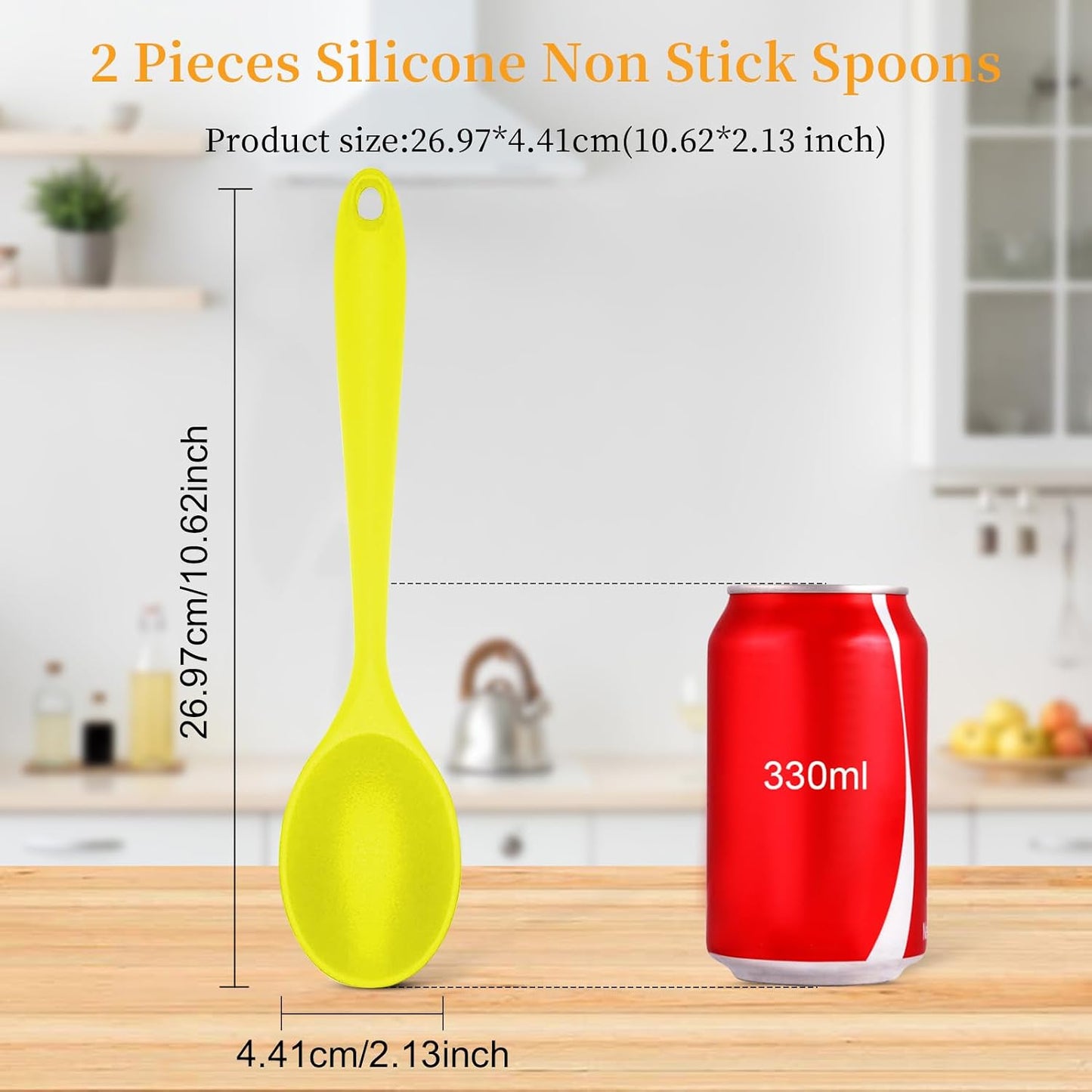 2 Pcs Silicone Nonstick Mixing Spoon, Silicone Spoons for Cooking Heat Resistant, Cooking Utensil for Kitchen Cooking Baking Stirring Serving (Black)