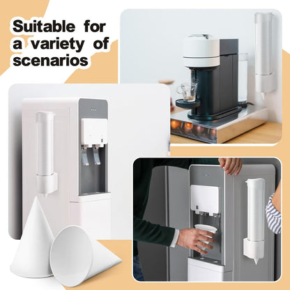 Roshtia 600 Pcs 4 oz Snow Cone Cups Paper Thicken Disposable with 1 Cups Dispenser Pull Type Wall Mount Cup Holder Paper for Restaurants, Home, and Office, and Shaved Ice, Cold (Black)