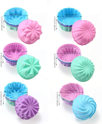 To encounter Silicone Cupcake Baking Cups, Food Grade Non-Stick Muffin Liners, Reusable 3 Inch Silicone Molds, 6 Shapes Pack of 24