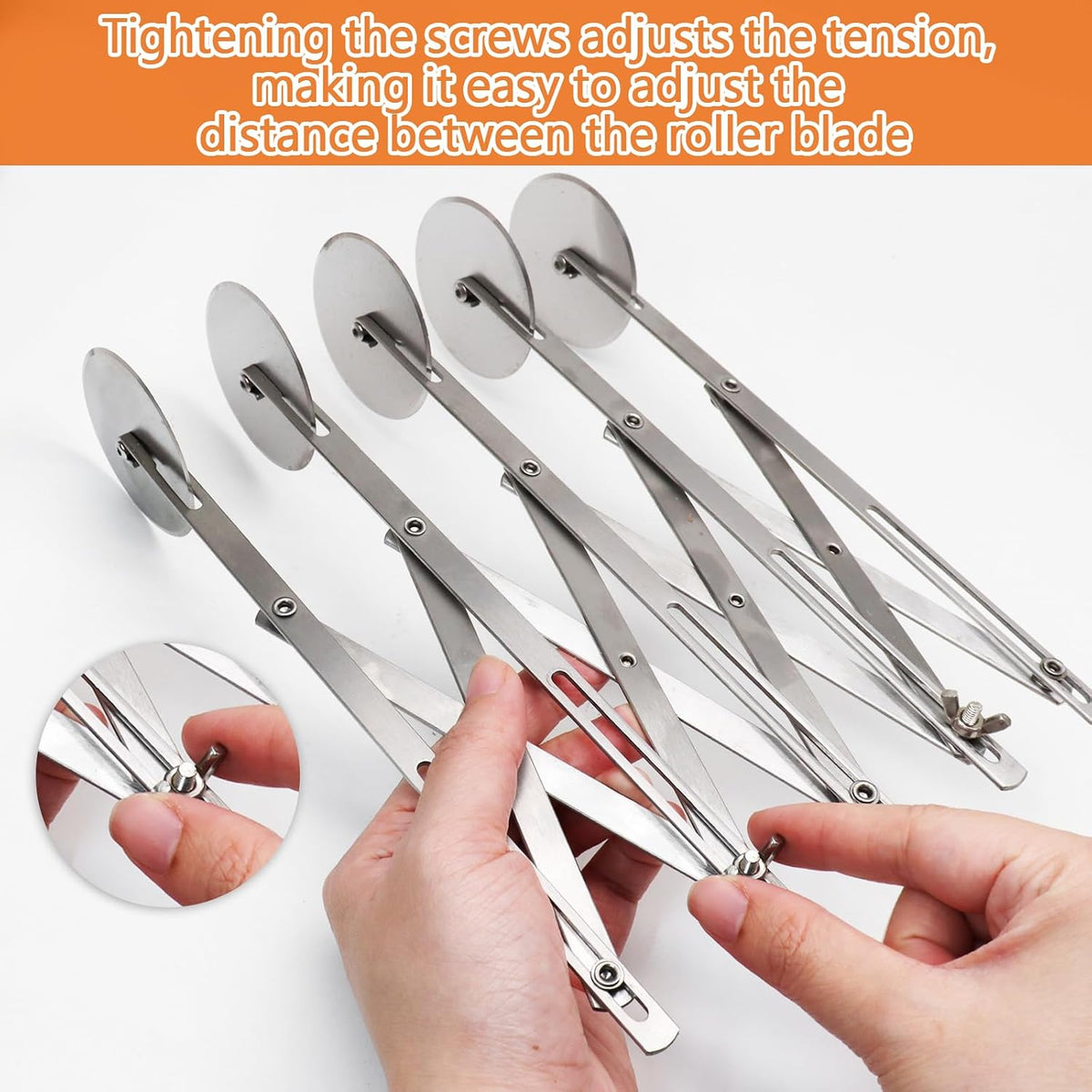 5-Wheel Pastry Cutter, Expandable Stainless Steel, 2-Pack