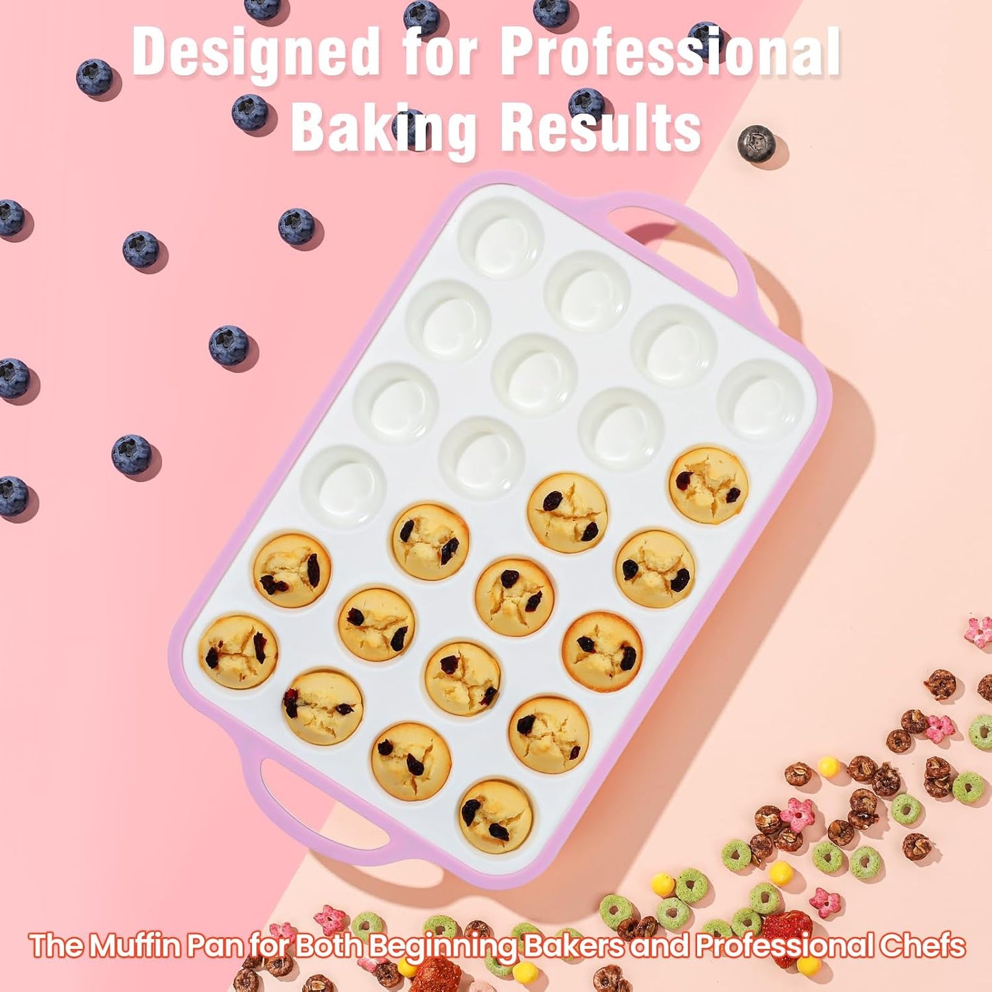Silicone Muffin Pans for Baking 2 Pack, 2.6 Inch with Metal Reinforced Frame, Regular Size Nonstick Cupcake Pan 12 Cups for Baking Homemade Muffins, Dishwasher Safe BPA Free-Blue
