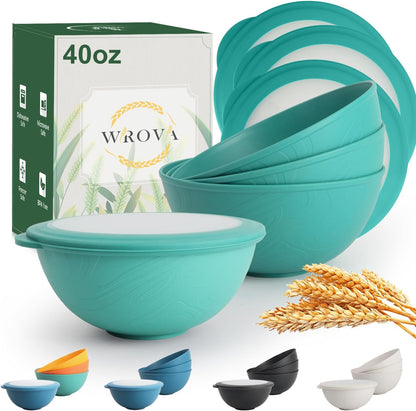 Wrova Wheat Straw Bowls for Kitchen set of 6,Anti-Scald Thick Soup Bowls 40oz,Microwave and Dishwasher Safe Bowl Sets, Unbreakable Cereal Bowl Sets. Vibrant Series